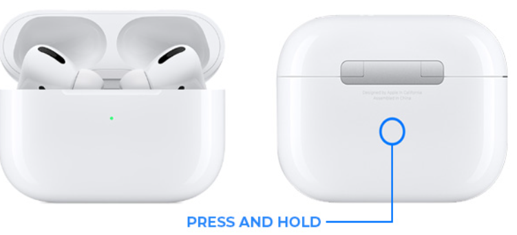 Airpods press and hold button to restart 